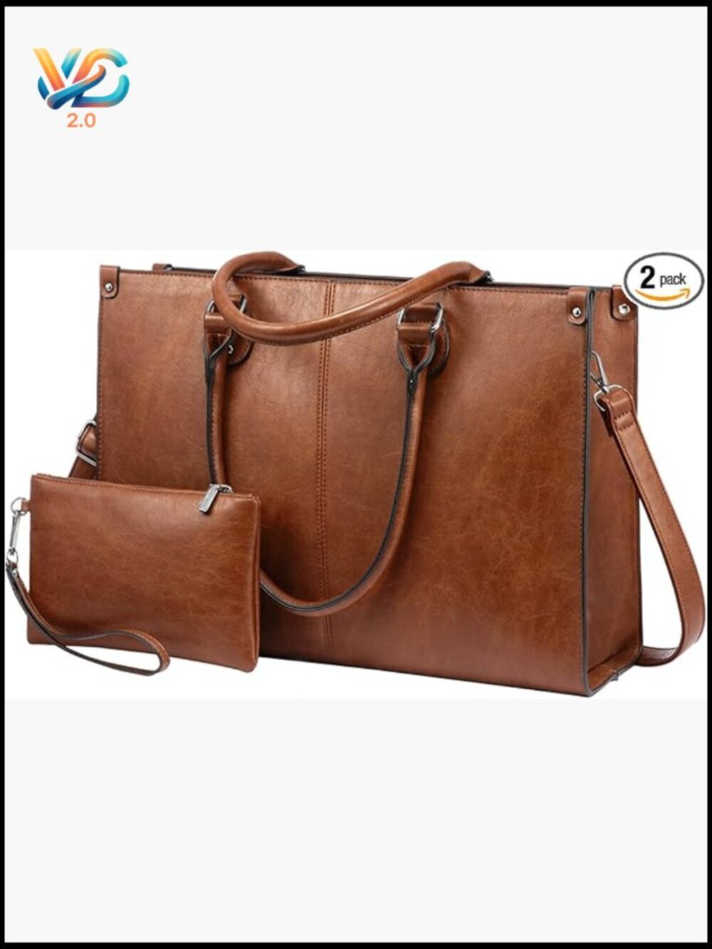 Vintage Leather Laptop Tote Bag 15.6" Work Briefcase Large Capacity